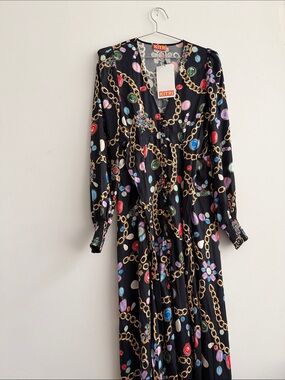 NWT Kitri Black Chain Print Aurora Maxi Dress!